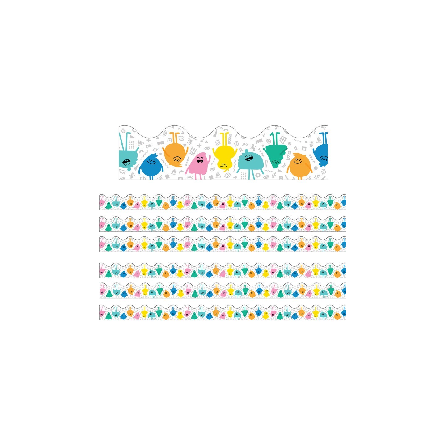 Carson Dellosa Education Happy Friends Scalloped Border, 39 Feet Per Pack, 6 Packs