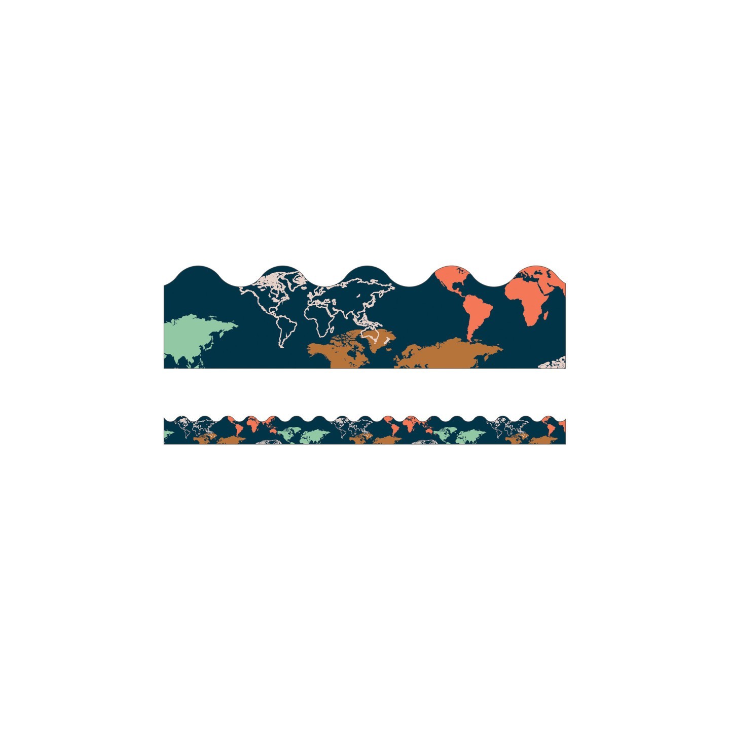 Carson Dellosa Education Let's Explore World Map Scalloped Border, 39 Feet