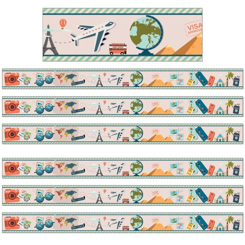 Carson Dellosa Education Let's Explore Straight Border, 36 Feet Per Pack, 6 Packs