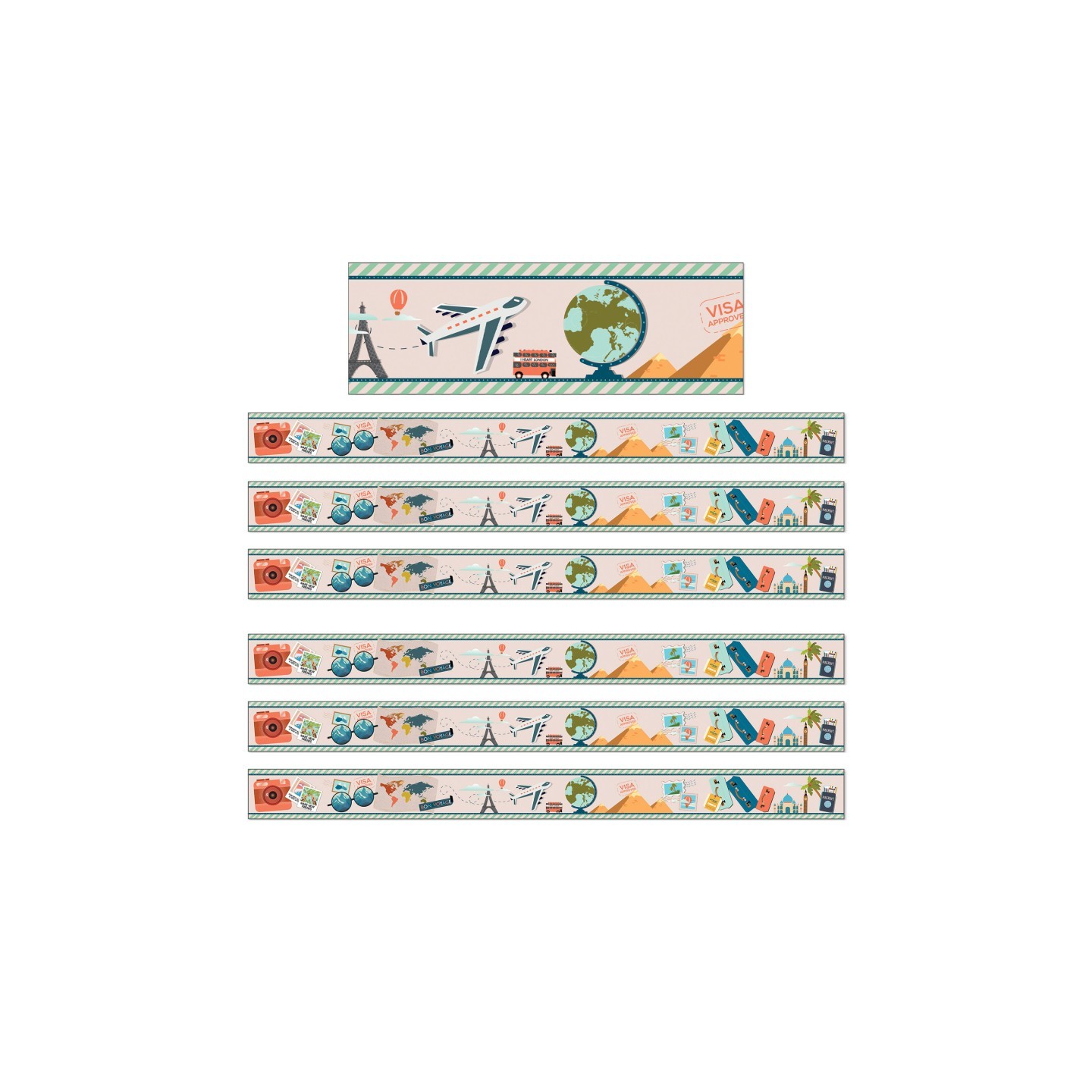 Carson Dellosa Education Let's Explore Straight Border, 36 Feet Per Pack, 6 Packs