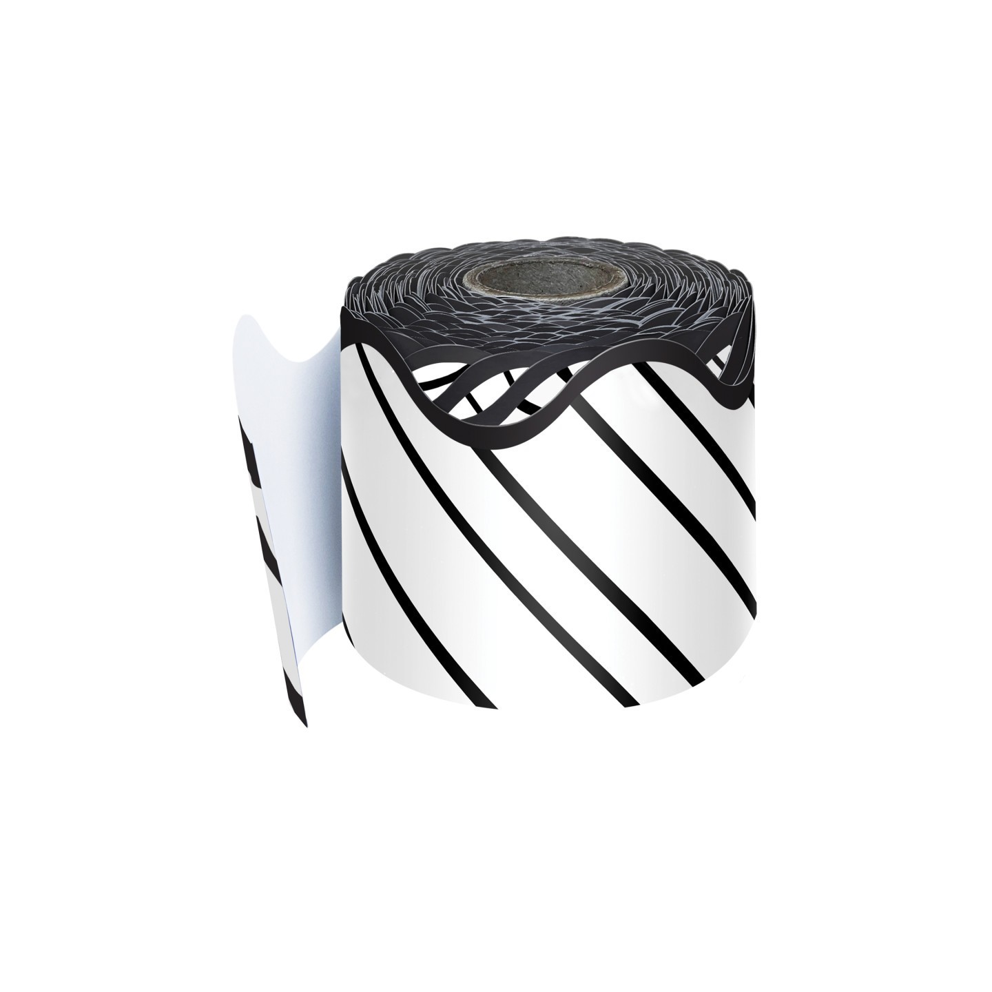 Carson Dellosa Education Kind Vibes Black & White Stripes Rolled Scalloped Border, 65 Feet