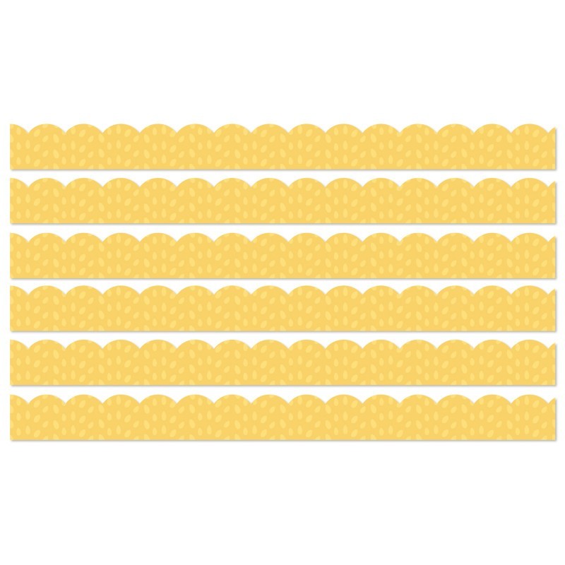 Carson Dellosa Education Grow Together Yellow with Painted Dots Scalloped Borders, 39 Feet Per Pack, 6 Packs