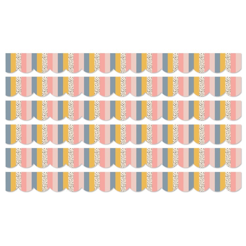 Carson Dellosa Education We Belong Stripes Scalloped Borders Per Pack, 39 Feet Per Pack, 6 Packs