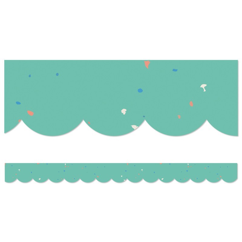 Carson Dellosa Education We Belong Speckled Teal Scalloped Borders, 39 Feet