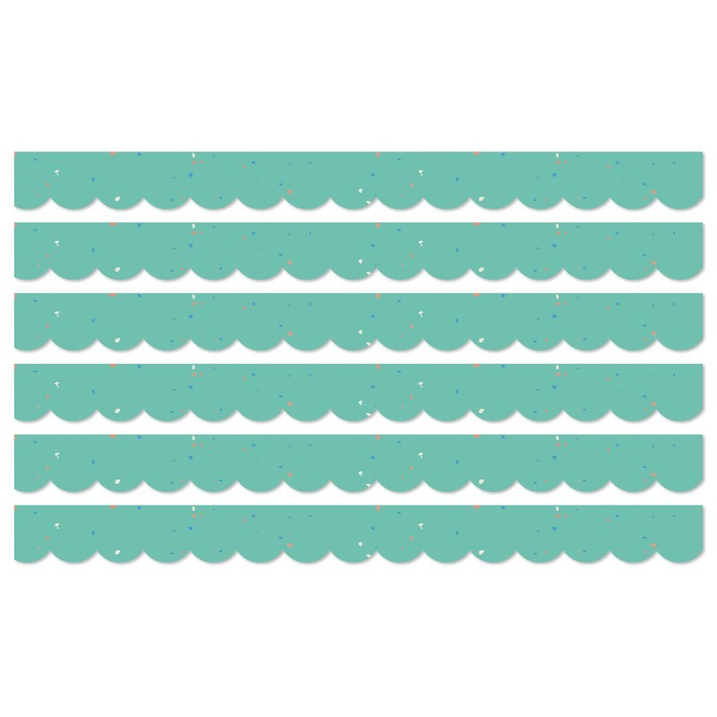 Carson Dellosa Education We Belong Speckled Teal Scalloped Borders Per Pack, 39 Feet Per Pack, 6 Packs