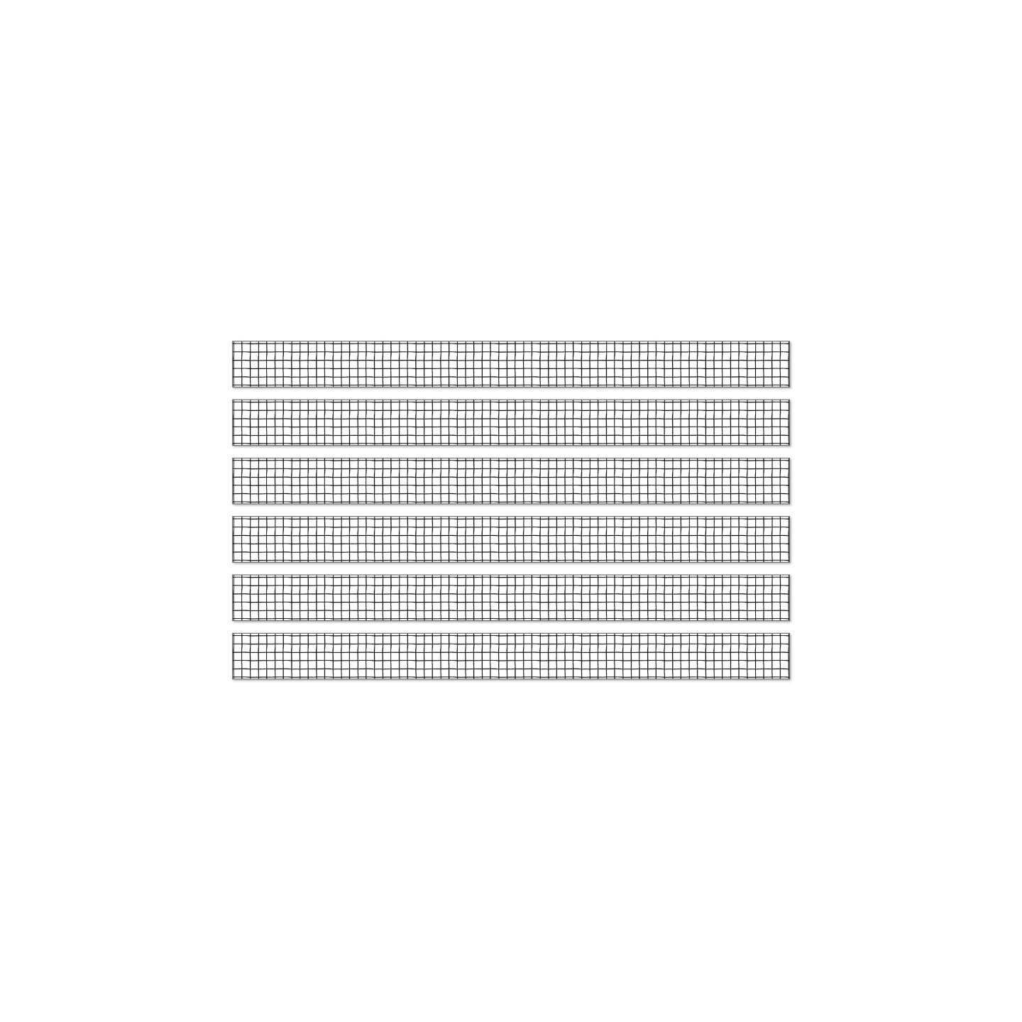 Happily Ever Elementary Creatively Inspired Black & White Grid Straight Borders, 36 Feet Per Pack, 6 Packs