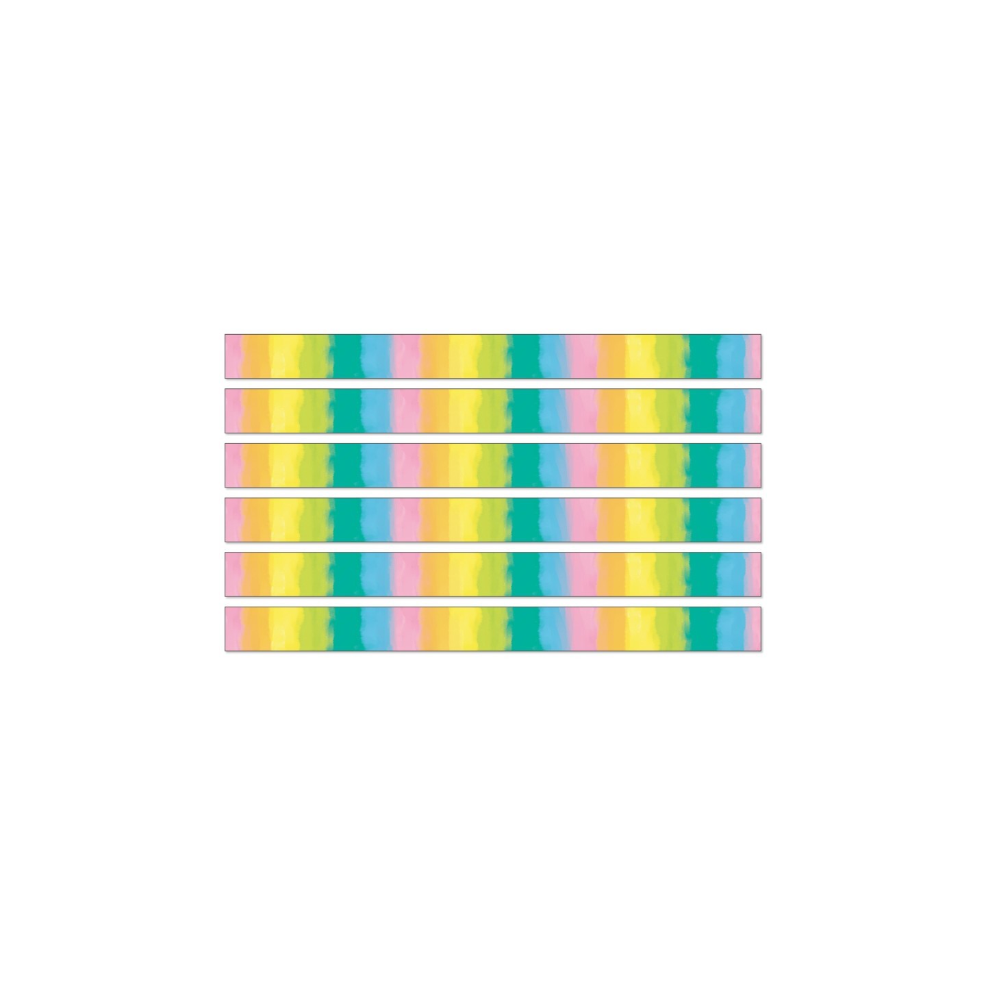 Happily Ever Elementary Creatively Inspired Watercolor Straight Borders, 36 Feet Per Pack, 6 Packs