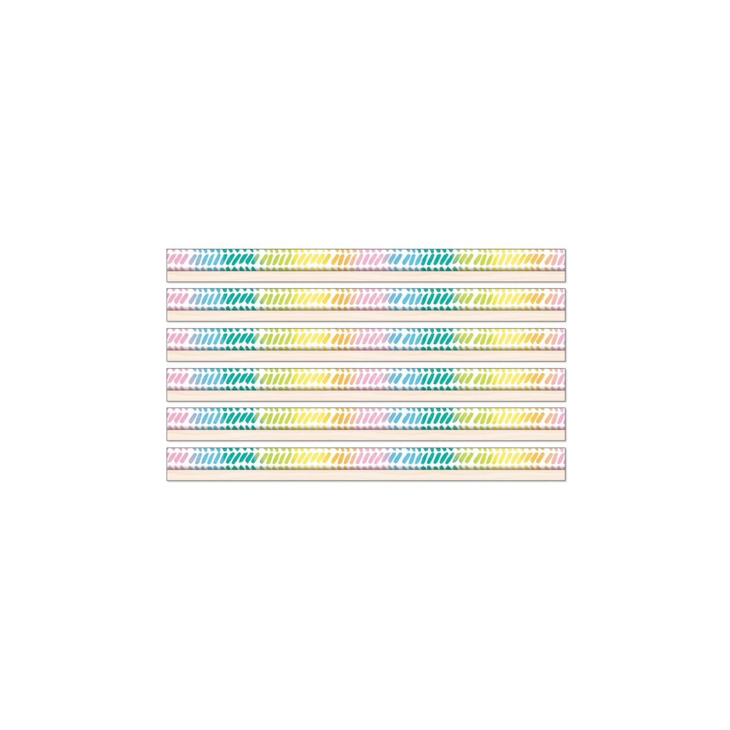 Happily Ever Elementary Creatively Inspired Watercolor Chevron Straight Borders, 36 Feet Per Pack, 6 Packs
