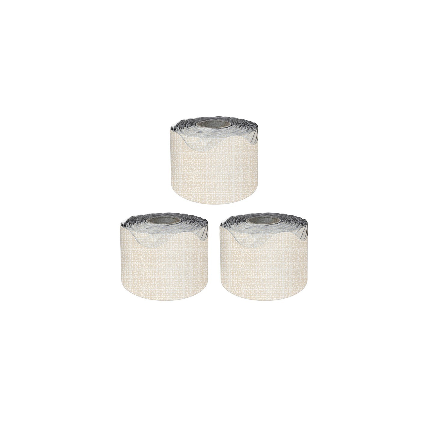Carson Dellosa Education Linen Rolled Scalloped Borders, 65 Feet Per Roll, Pack of 3