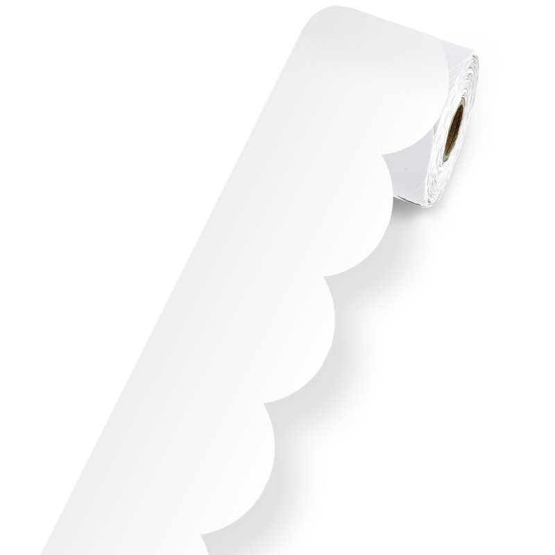 Carson Dellosa Education White Rolled Scalloped Bulletin Board Borders, 3 Inch x 65 Feet