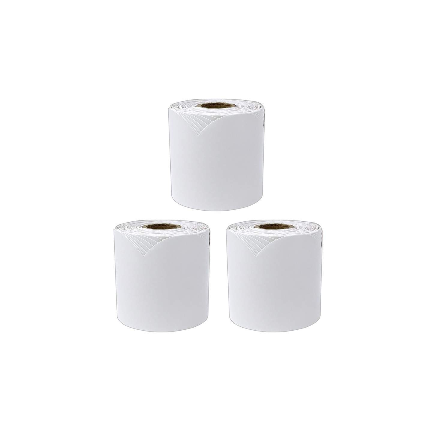 Carson Dellosa Education White Rolled Scalloped Bulletin Board Borders, 3 Inch x 65 Feet Per Roll, Pack of 3
