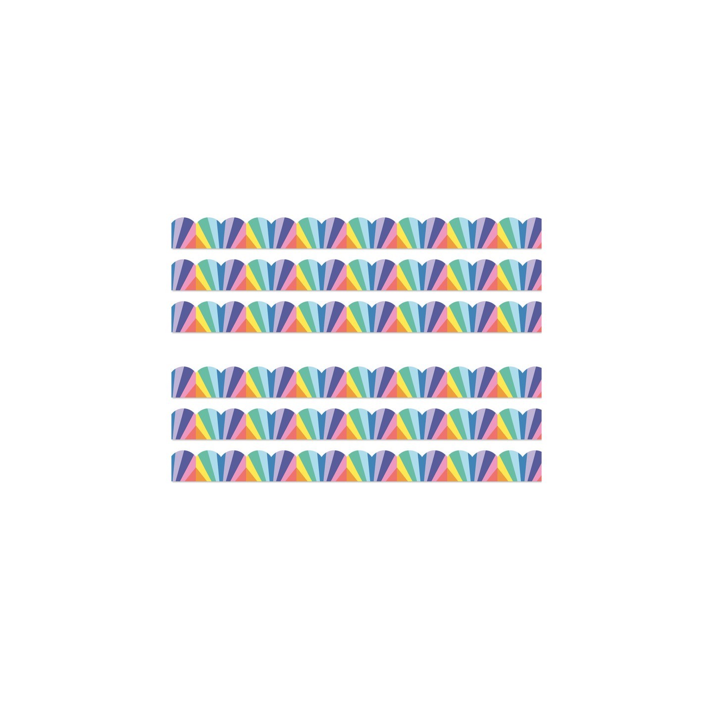 Carson Dellosa Education We Stick Together Rainbow Burst Scalloped Bulletin Board Borders, 39 Feet Per Pack, 6 Packs
