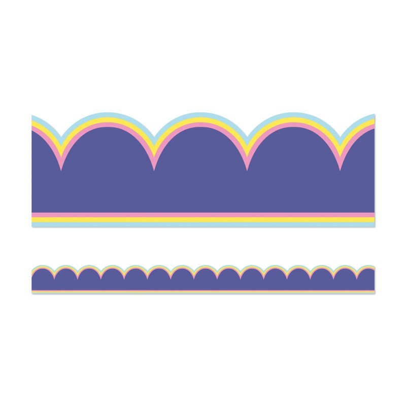 Carson Dellosa Education We Stick Together Pop of Purple Scalloped Bulletin Board Borders, 39 Feet