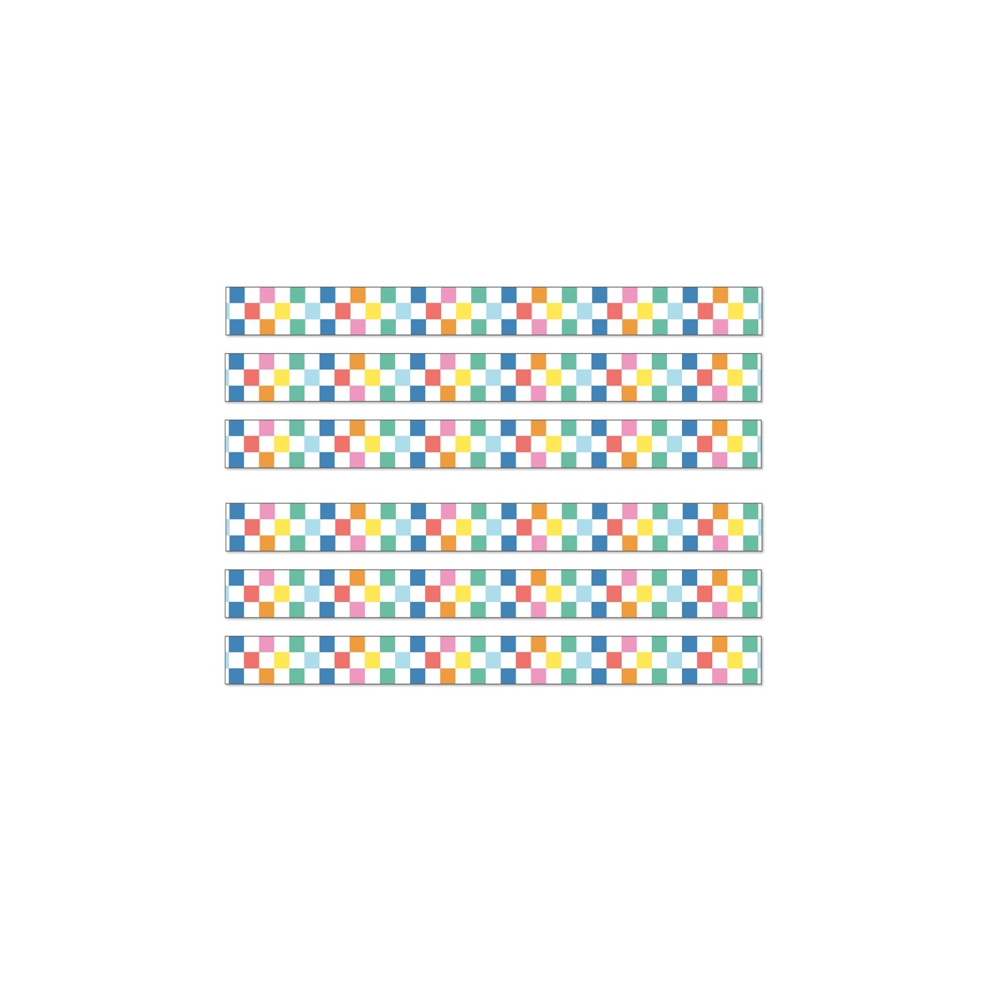 Carson Dellosa Education We Stick Together Checkered Rainbow Straight Bulletin Board Borders, 36 Feet Per Pack, 6 Packs