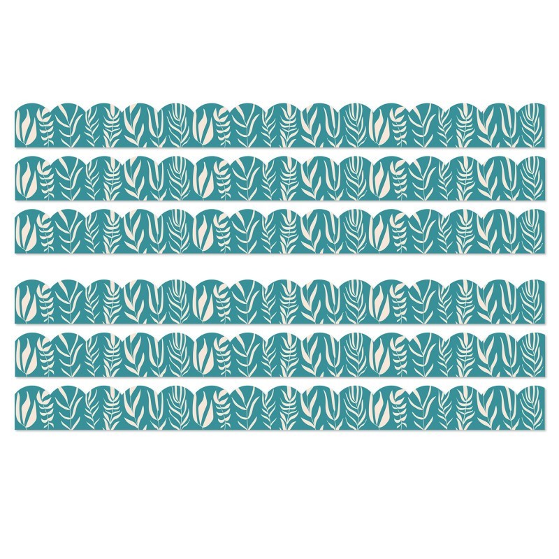 Carson Dellosa Education True to You Teal with Leaves Scalloped Bulletin Board Borders, 39 Feet Per Pack, 6 Packs