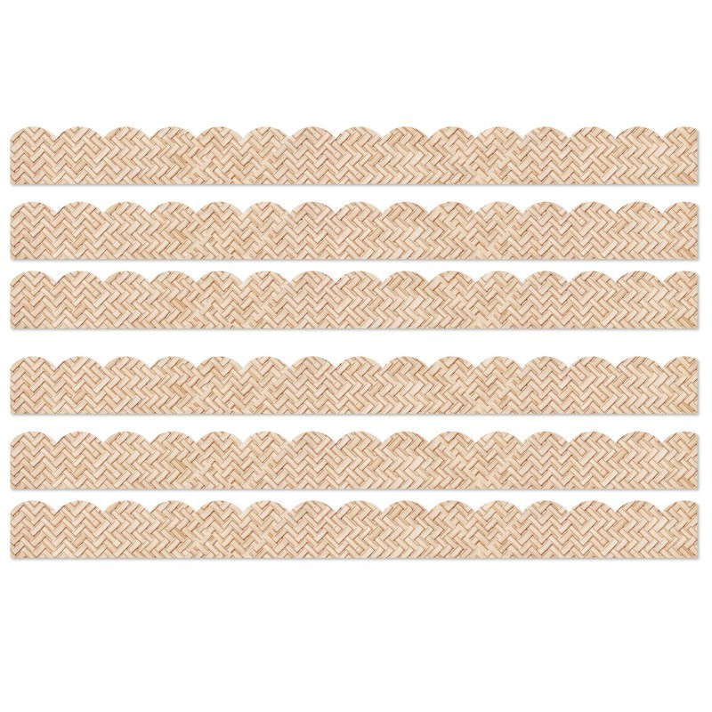 Carson Dellosa Education True to You Woven Bamboo Scalloped Bulletin Board Borders, 39 Feet Per Pack, 6 Packs