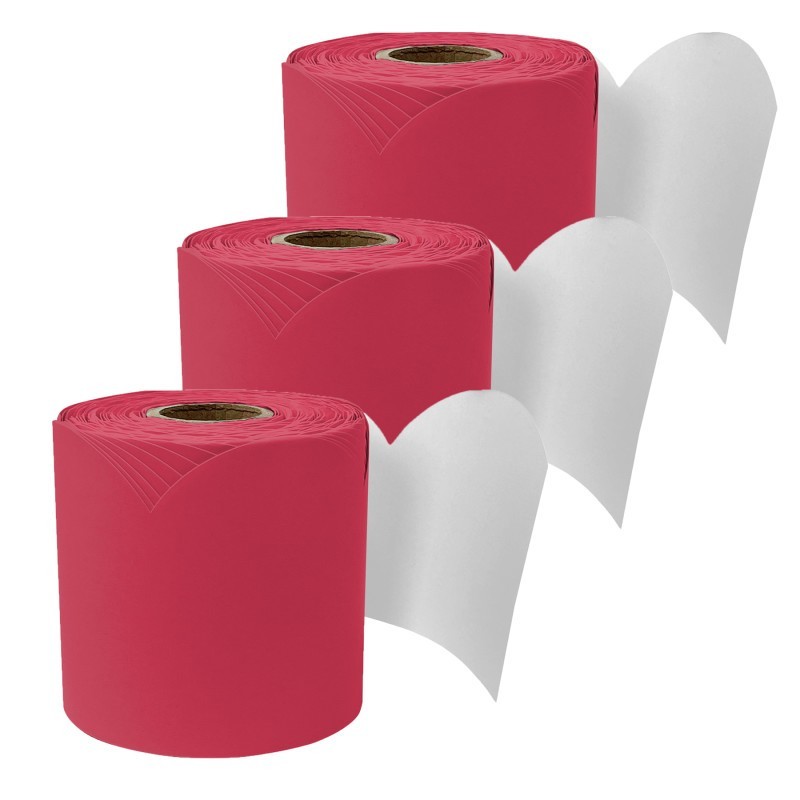 Carson Dellosa Education Rolled Scalloped Bulletin Board Border, Berry Red, 65 Feet, Pack of 3
