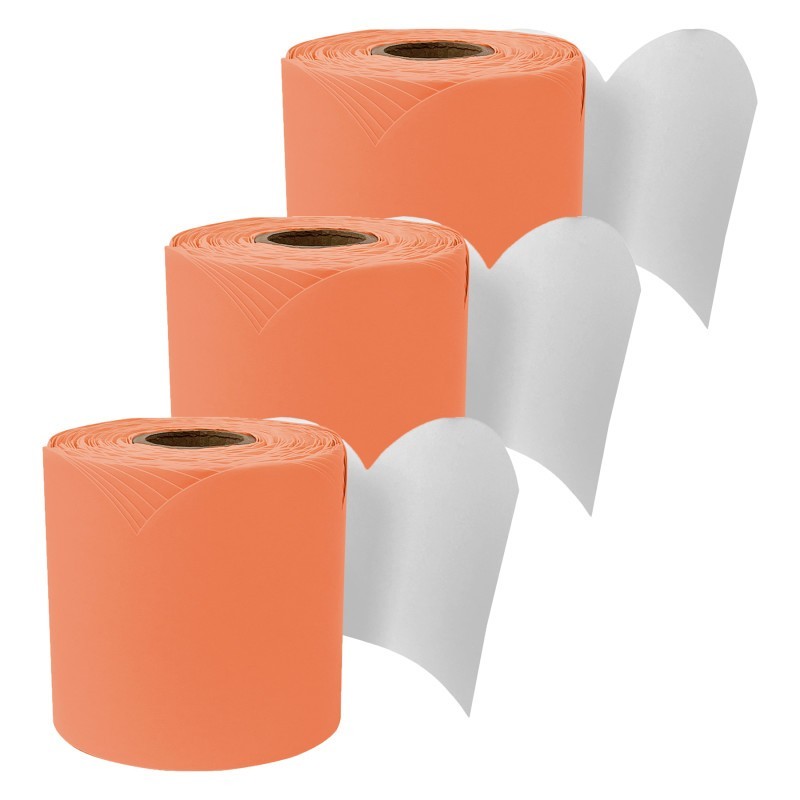 Carson Dellosa Education Rolled Scalloped Bulletin Board Border, Mango, 65 Feet, 3 Packs
