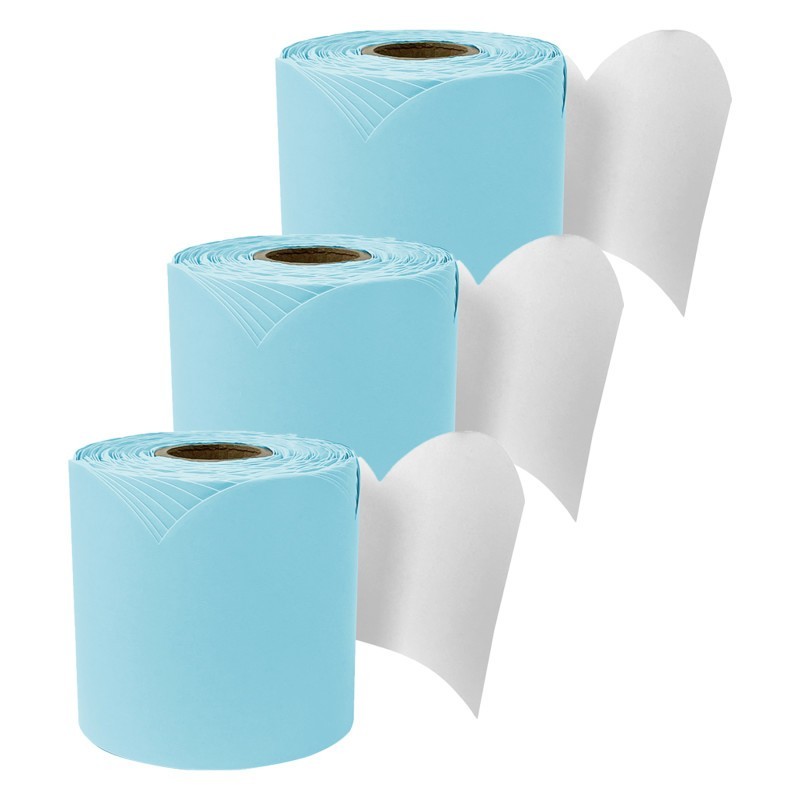 Carson Dellosa Education Rolled Scalloped Bulletin Board Border, Sky Blue, 65 Feet, Pack of 3