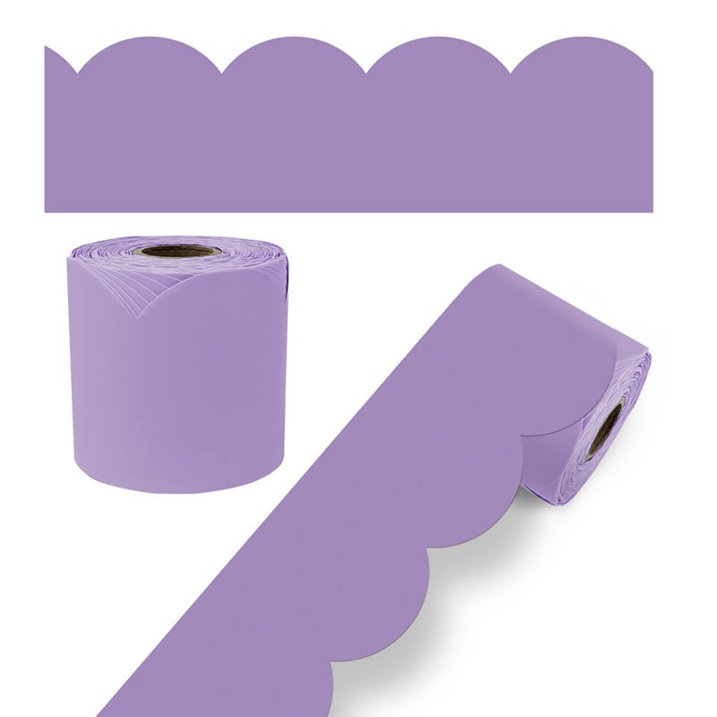 Carson Dellosa Education Rolled Scalloped Bulletin Board Border, Lilac, 65 Feet