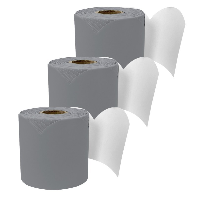Carson Dellosa Education Rolled Scalloped Bulletin Board Border, Steel Gray, 65 Feet, Pack of 3