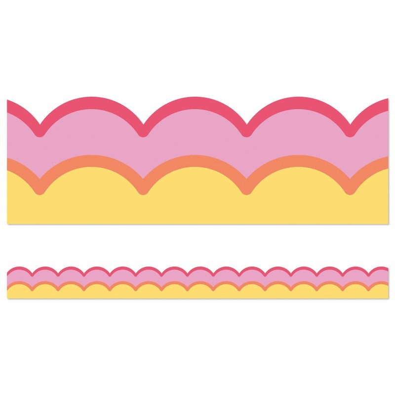 Carson Dellosa Education Happily Ever Elementary Retro Remix Warm Waves Scalloped Bulletin Board Borders, 39 Feet