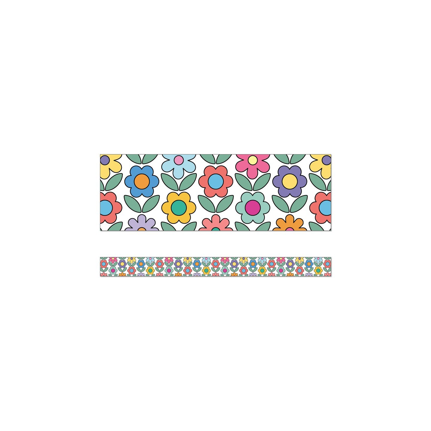 Carson Dellosa Education Happily Ever Elementary Retro Remix Flowers Straight Bulletin Board Borders, 36 Feet