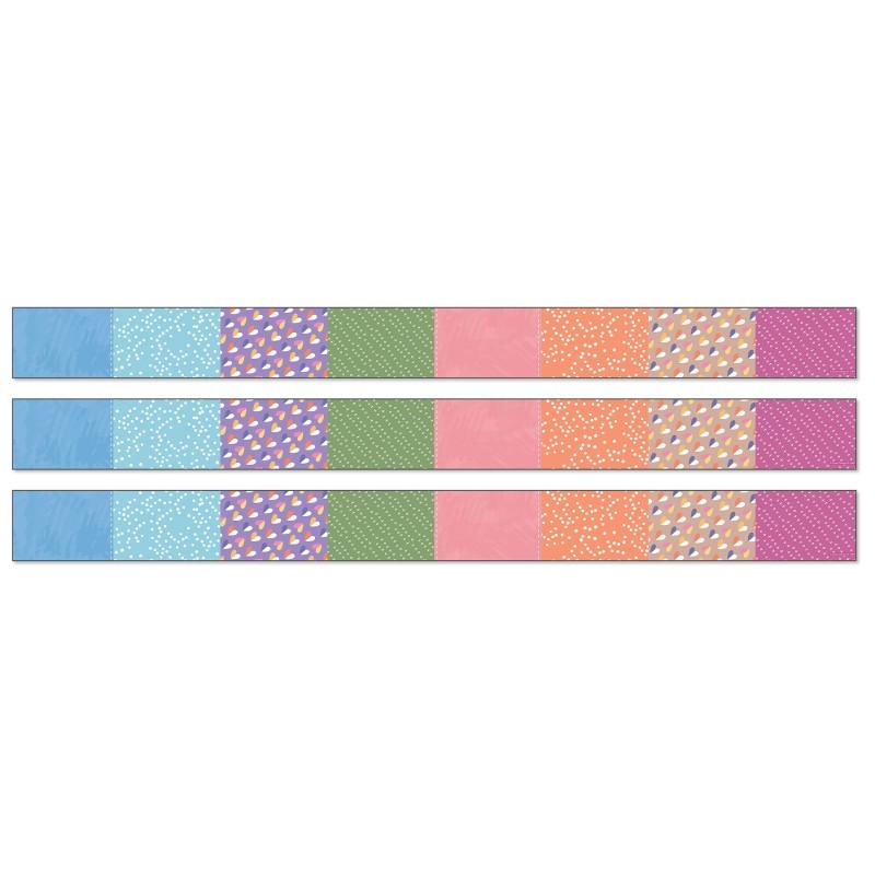 Carson Dellosa Education Crafty and Cool Patchwork Straight Bulletin Board Borders, 36 Feet Per Pack, 3 Packs