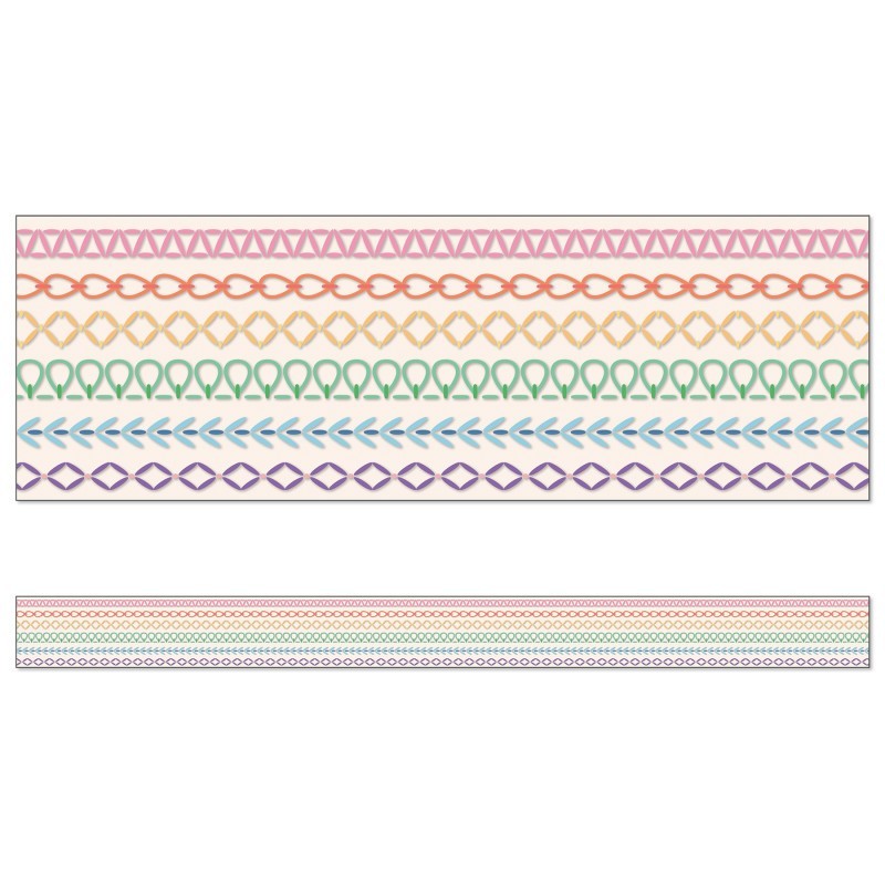 Carson Dellosa Education Crafty and Cool Rainbow Stitched Straight Bulletin Board Borders, 36 Feet