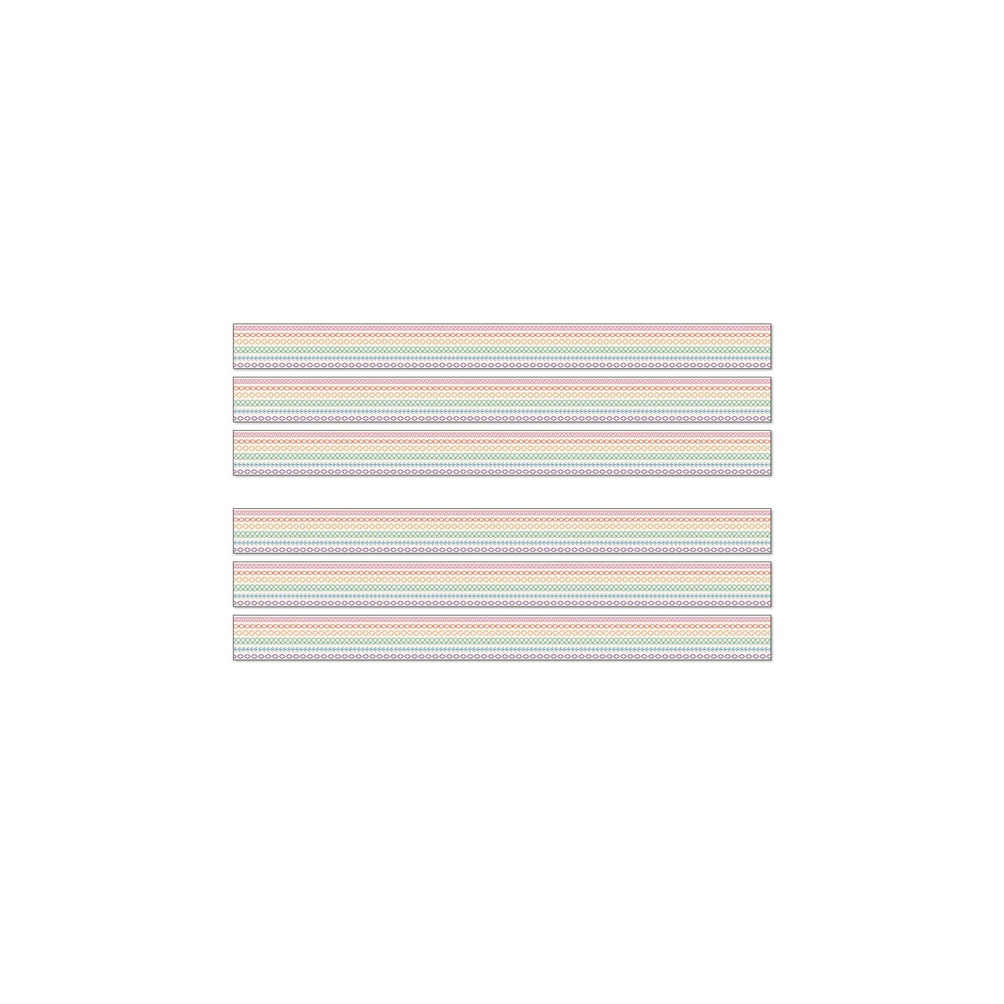 Carson Dellosa Education Crafty and Cool Rainbow Stitched Straight Bulletin Board Borders, 36 Feet Per Pack, 6 Packs