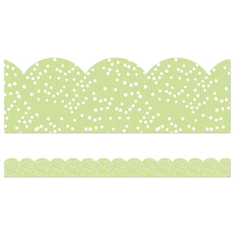 Carson Dellosa Education Crafty and Cool Light Green with Dots Scalloped Bulletin Board Borders, 39 Feet