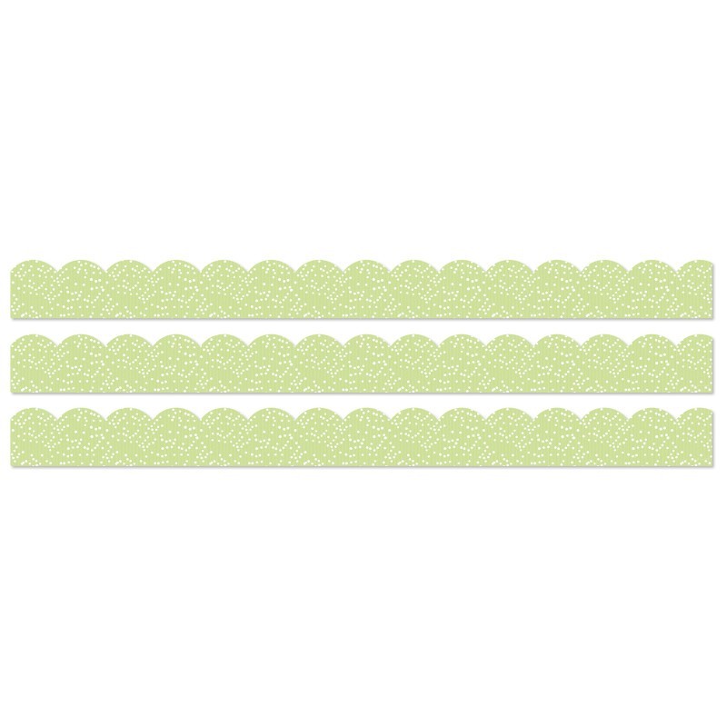 Carson Dellosa Education Crafty and Cool Light Green with Dots Scalloped Bulletin Board Borders, 39 Feet Per Pack, 3 Packs