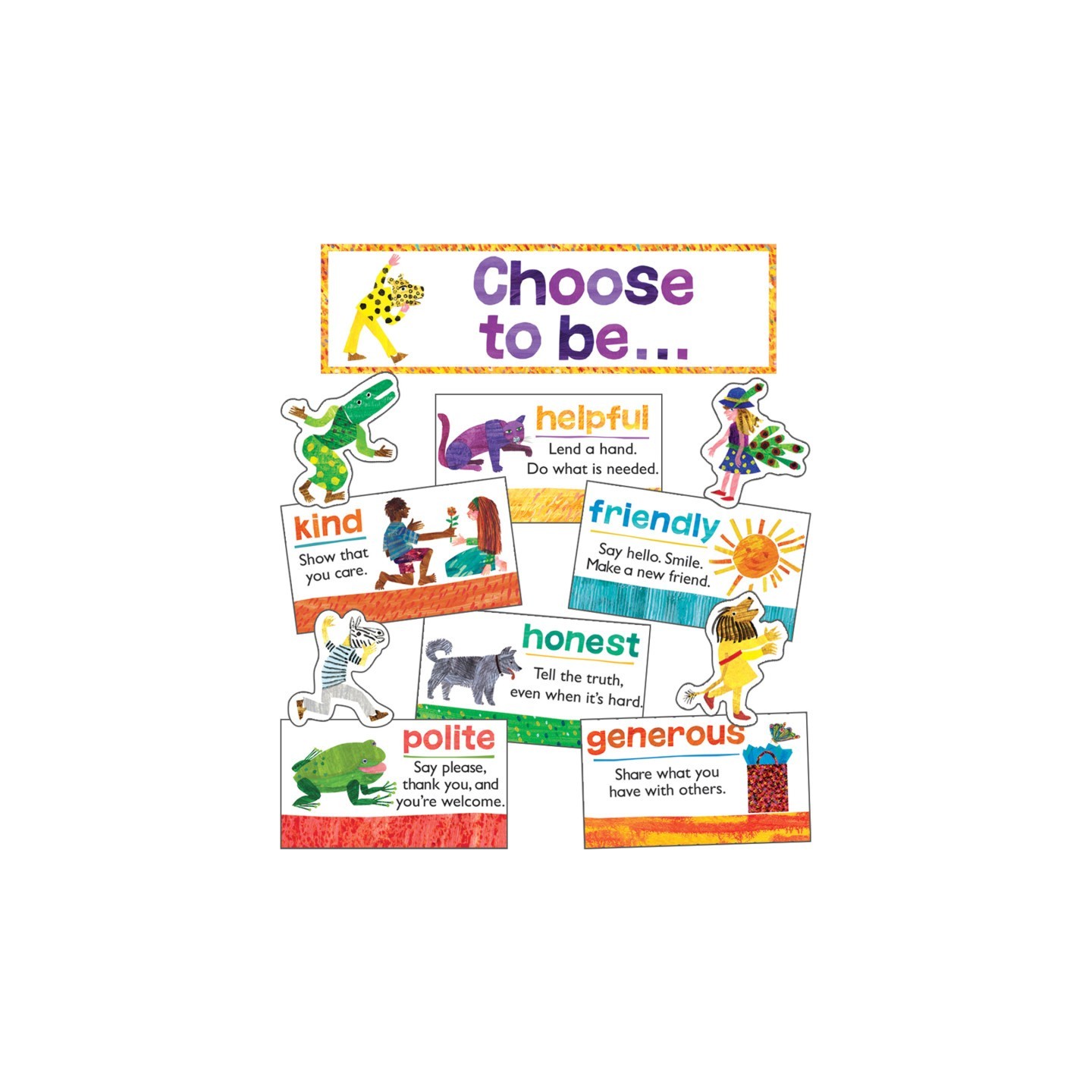 Carson Dellosa Education World of Eric Carle™ Positive Character Traits Mini Bulletin Board Set, 15 Pieces