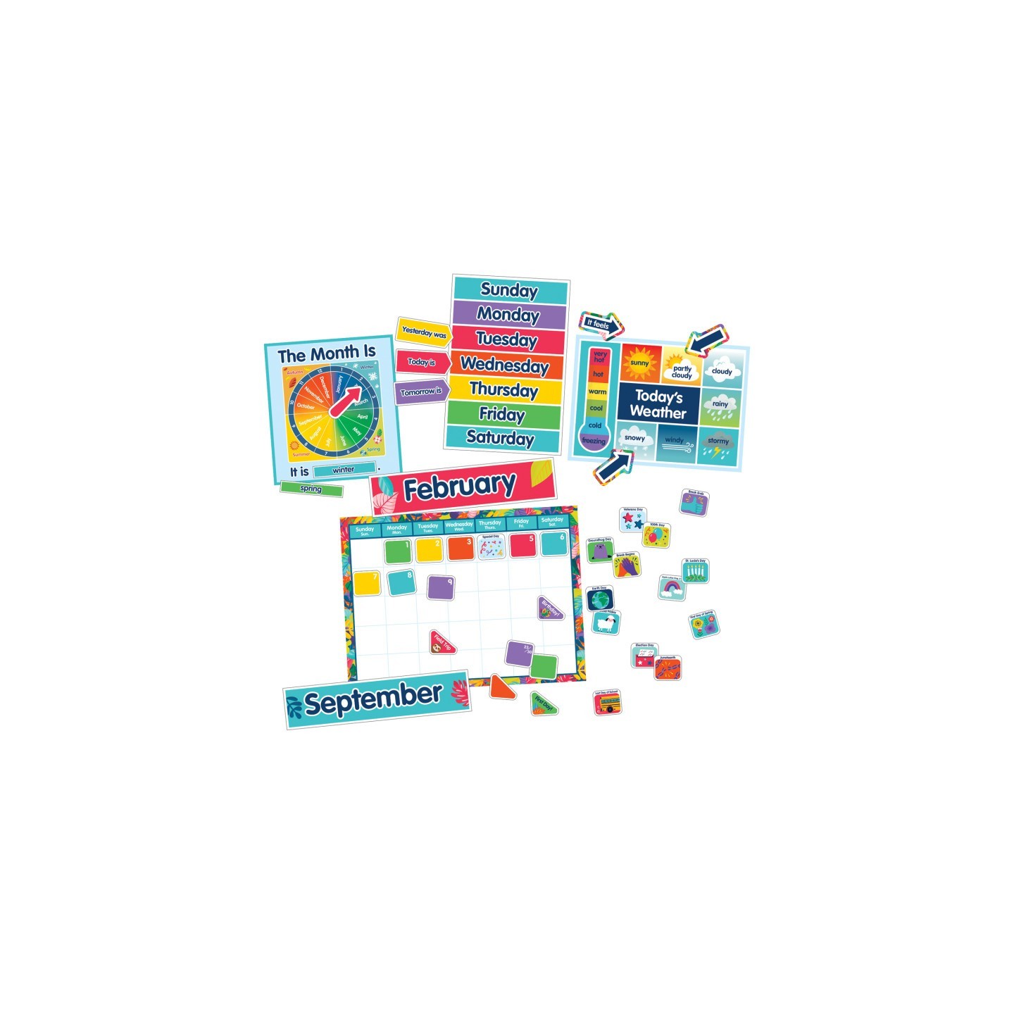 Carson Dellosa Education One World Calendar Bulletin Board Set, 134 Pieces