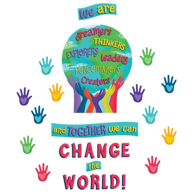 Carson Dellosa Education One World Together We Can Change the World Bulletin Board Set, 47 Pieces