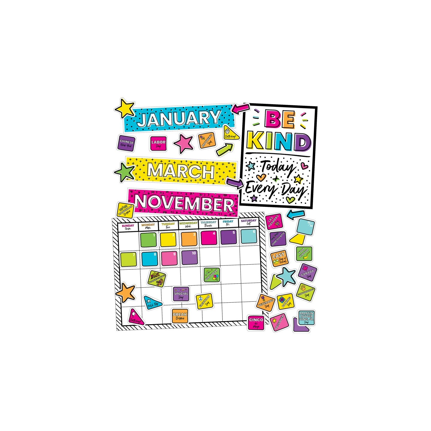 Carson Dellosa Education Kind Vibes Calendar Bulletin Board Set