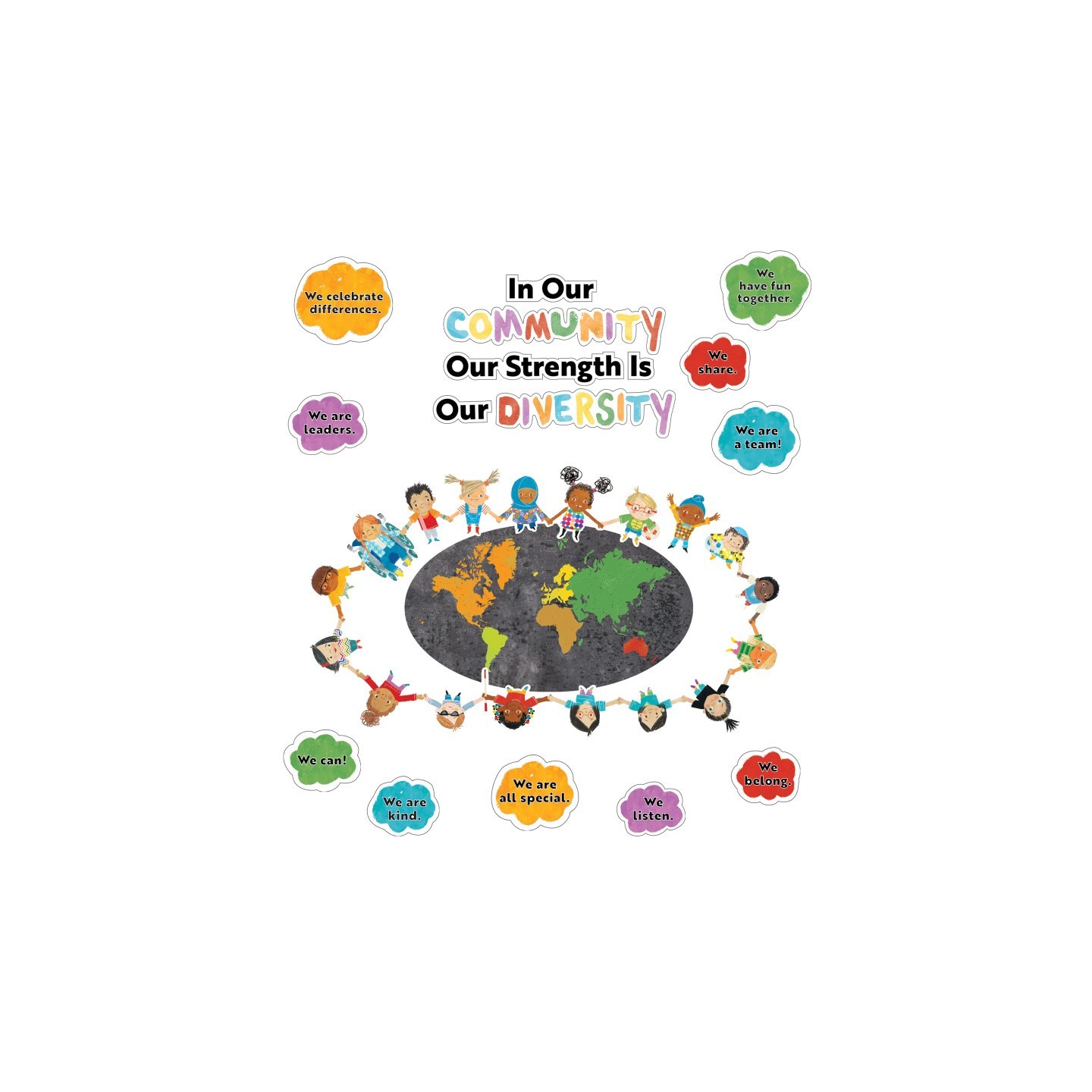 Carson Dellosa Education All Are Welcome Our Strength Is Our Diversity Bulletin Board Set