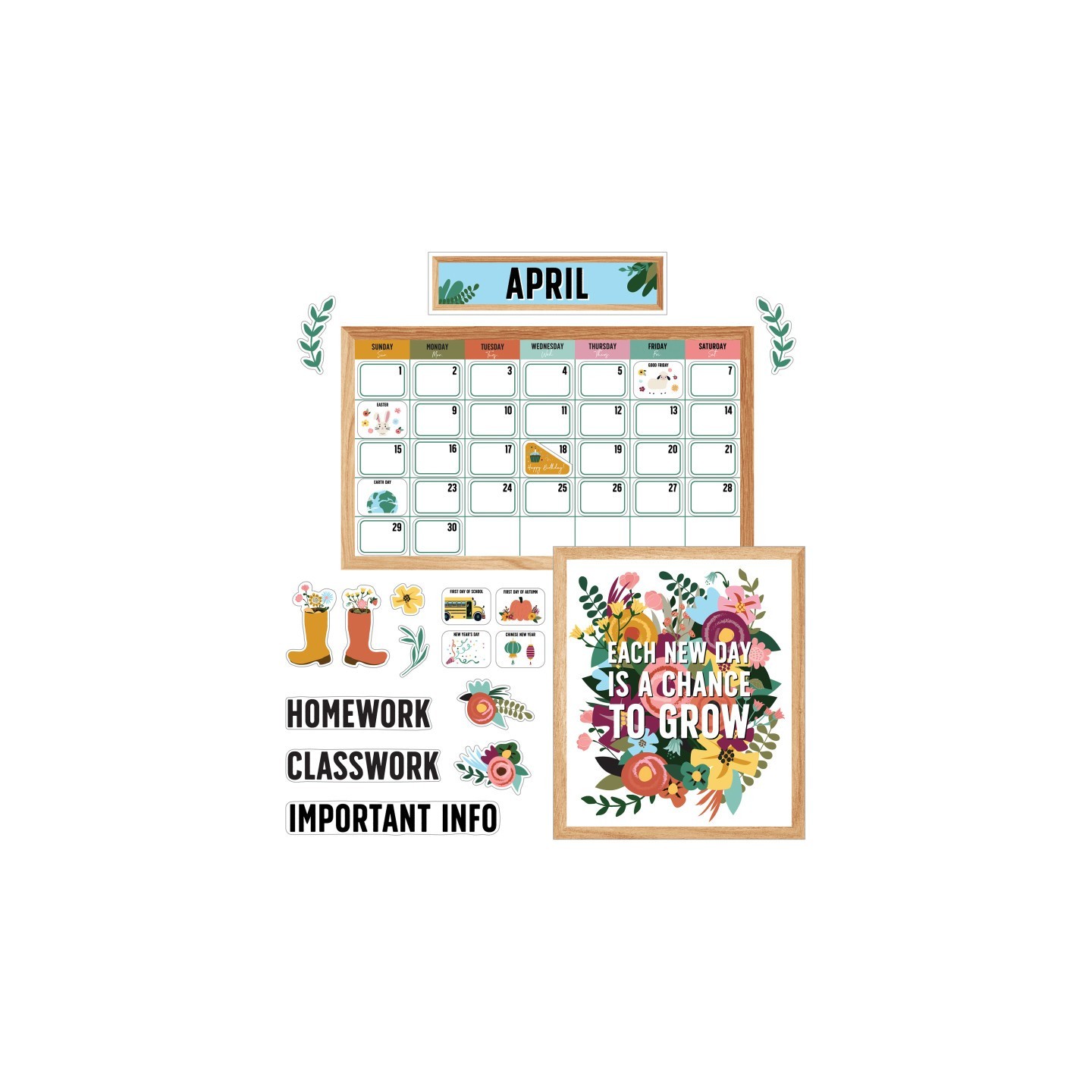 Carson Dellosa Education Grow Together Calendar Bulletin Board Set