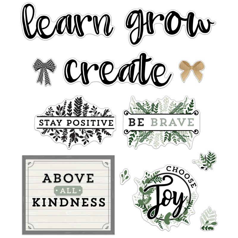 Carson Dellosa Education Farmhouse Motivational Signs Bulletin Board Set, 34 Pieces