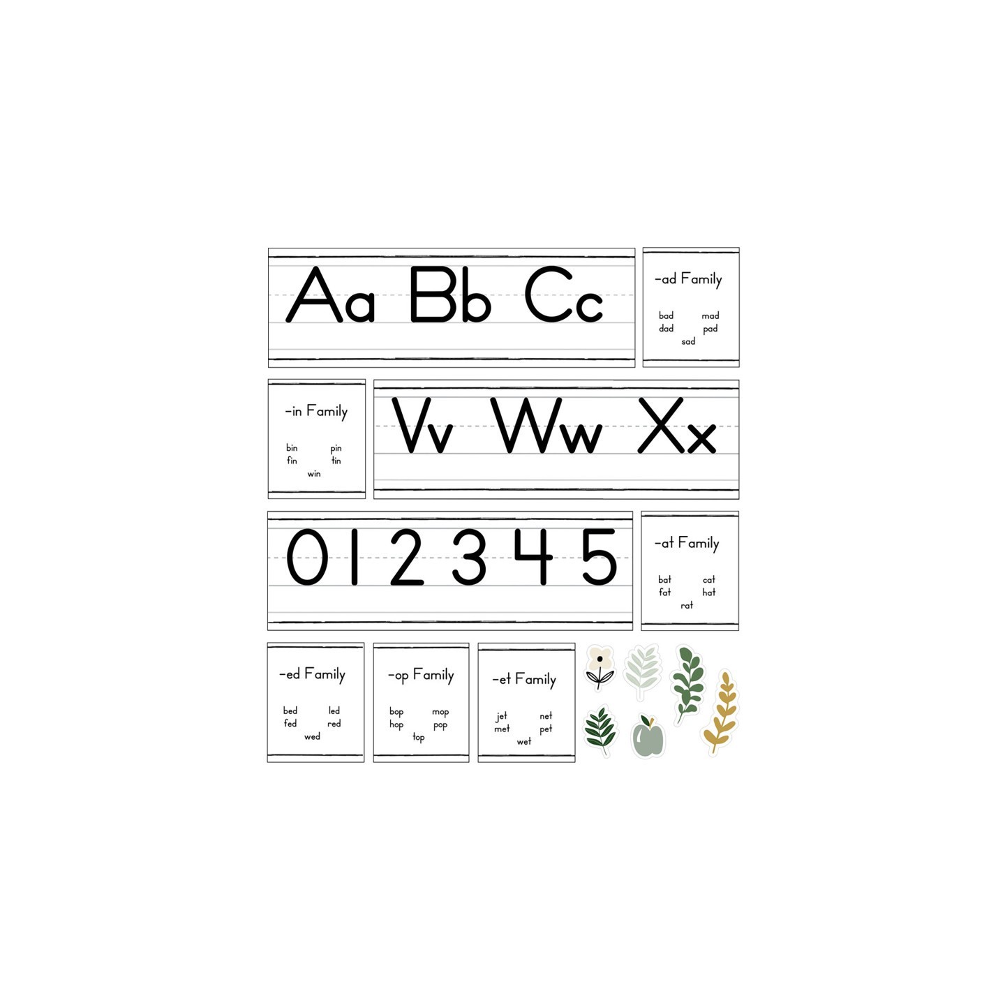 Carson Dellosa Education Farmhouse Alphabet Line: Manuscript Bulletin Board Set, 52 Pieces