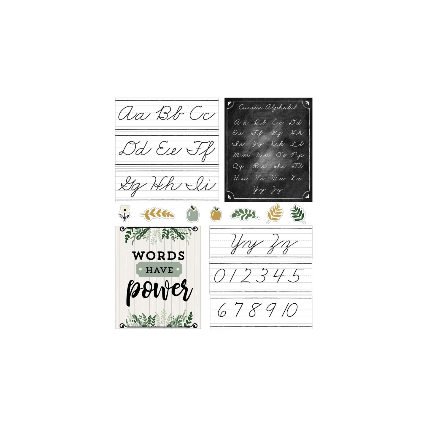 Carson Dellosa Education Farmhouse Alphabet Line: Cursive Bulletin Board Set