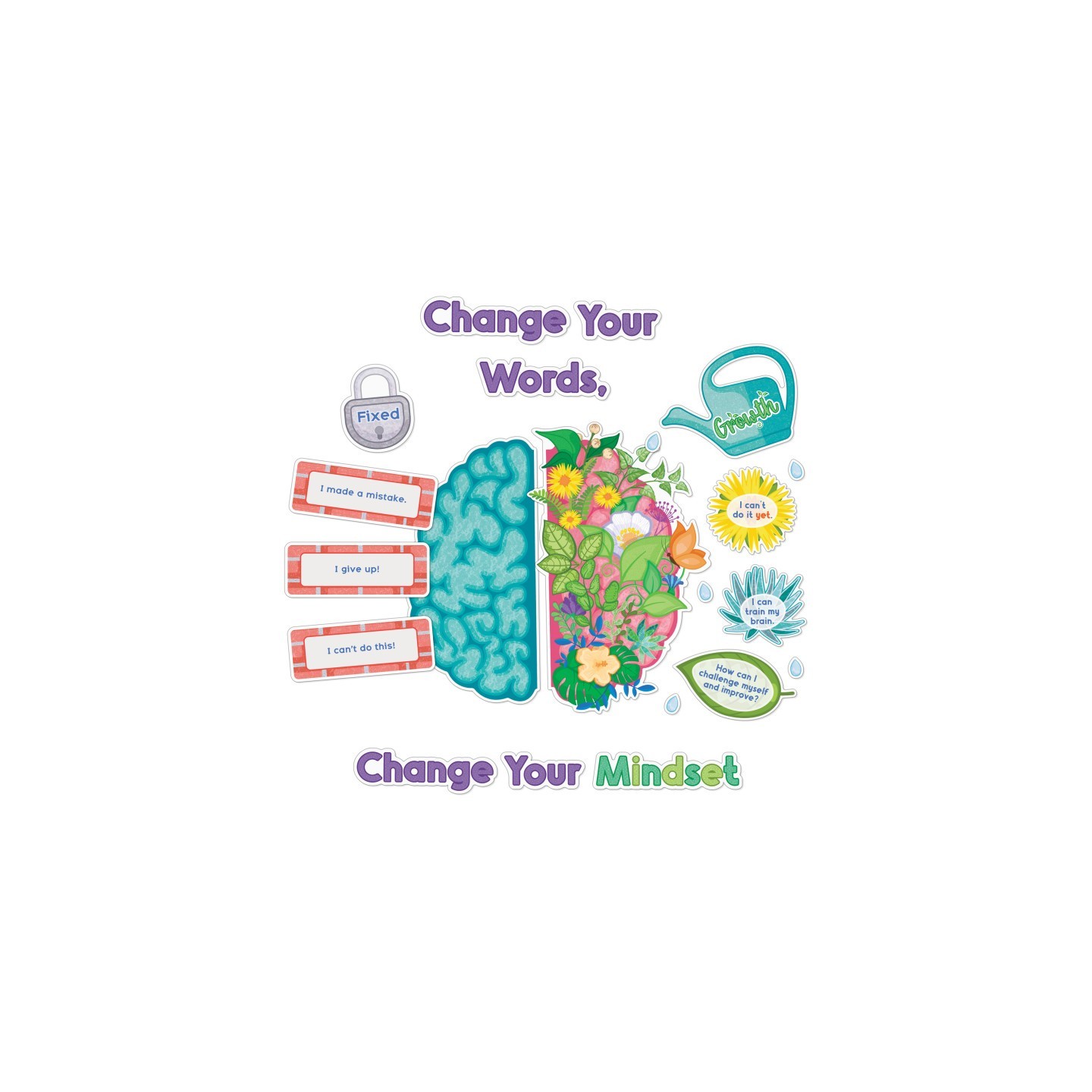 Carson Dellosa Education Bloom with a Growth Mindset Bulletin Board Set, 47 Pieces