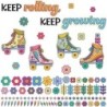 Carson Dellosa Education Happily Ever Elementary Retro Remix Keep Rolling, Keep Growing Bulletin Board Set, 103 Pieces
