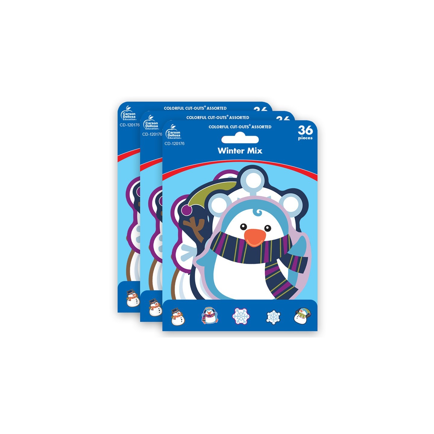 Carson Dellosa Education Winter Mix Cut-Outs, 36 Per Pack, 3 Packs
