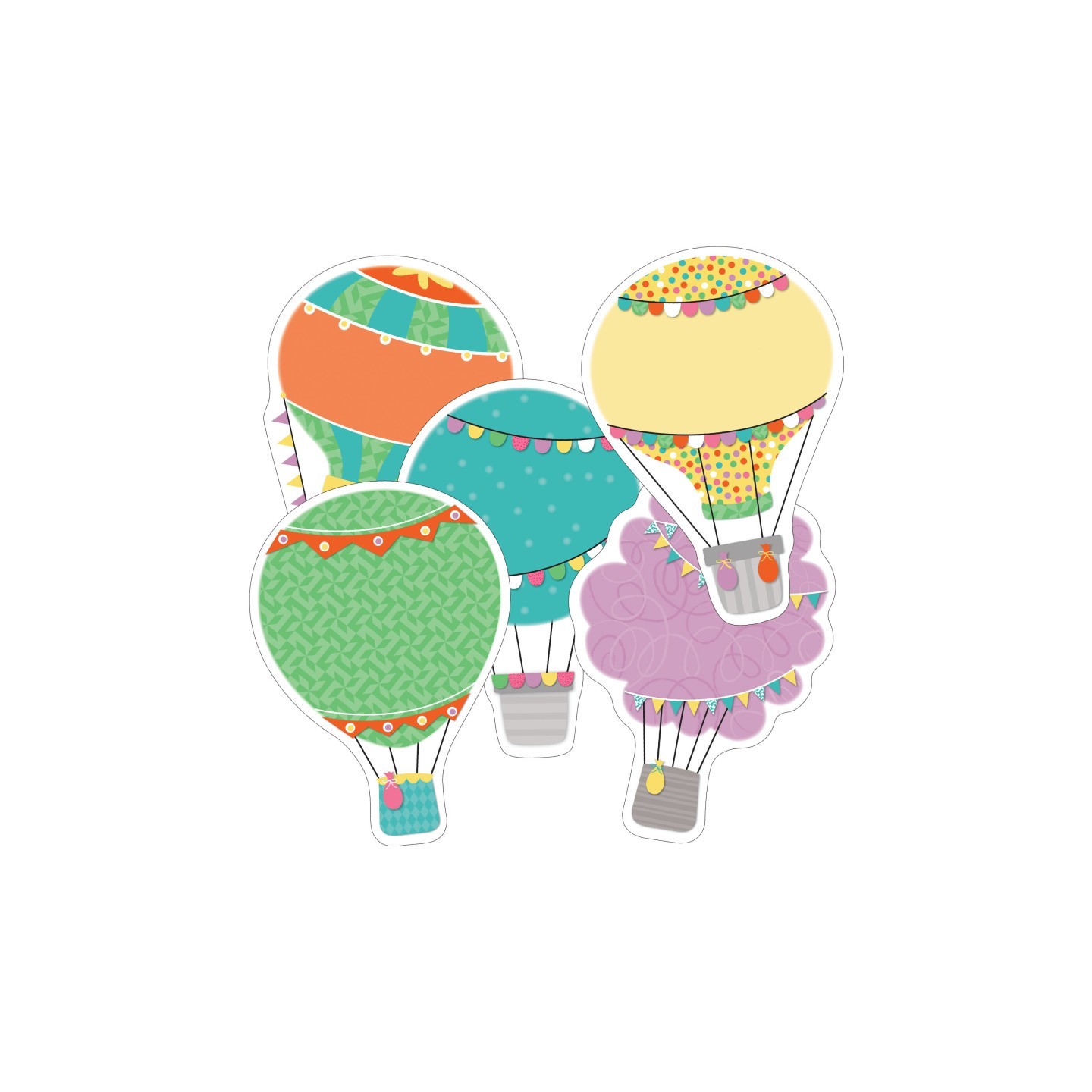 Carson Dellosa Education Up and Away Hot Air Balloons Cut-Outs, Pack of 36