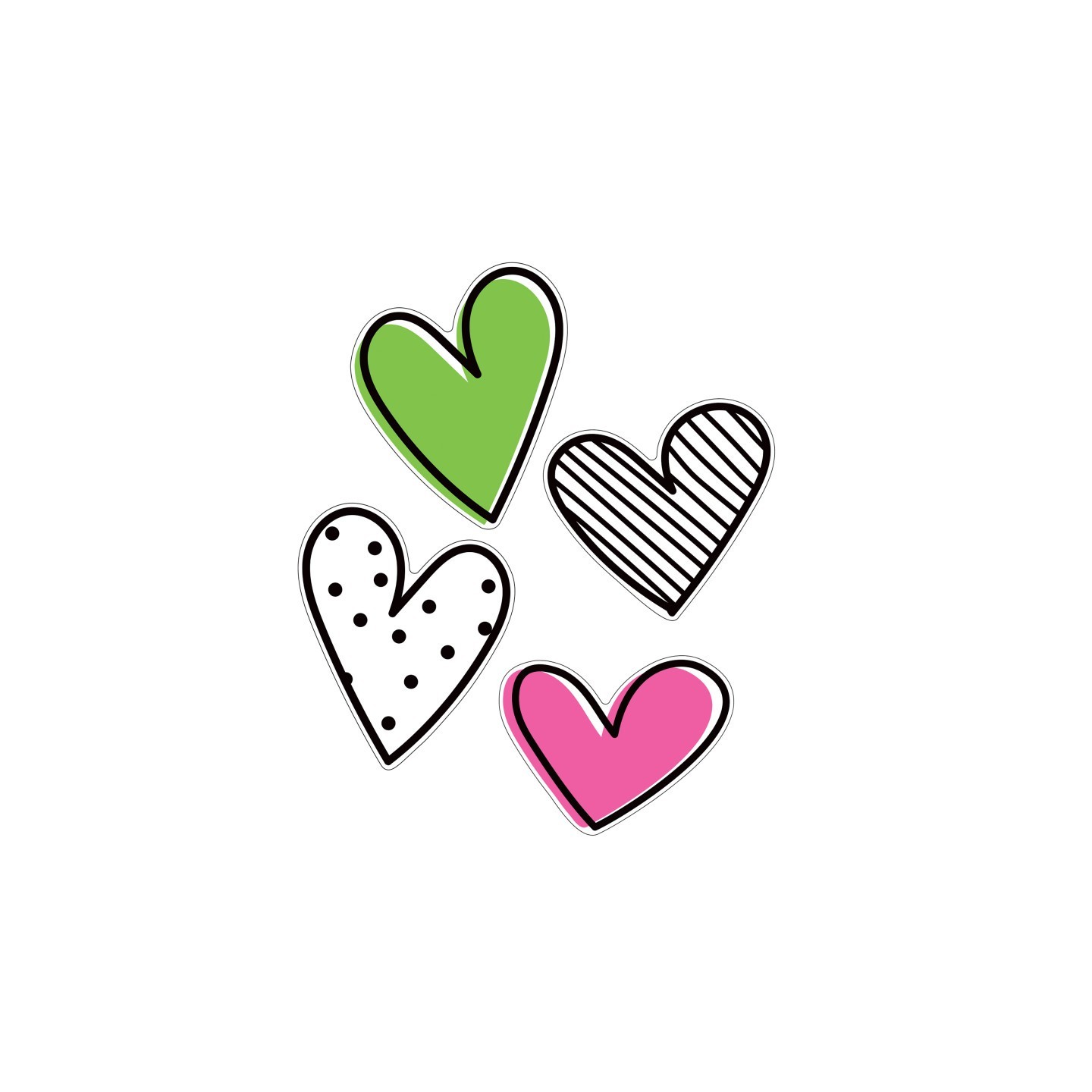 Carson Dellosa Education Kind Vibes Jumbo Doodle Hearts Cut-Outs, Pack of 12