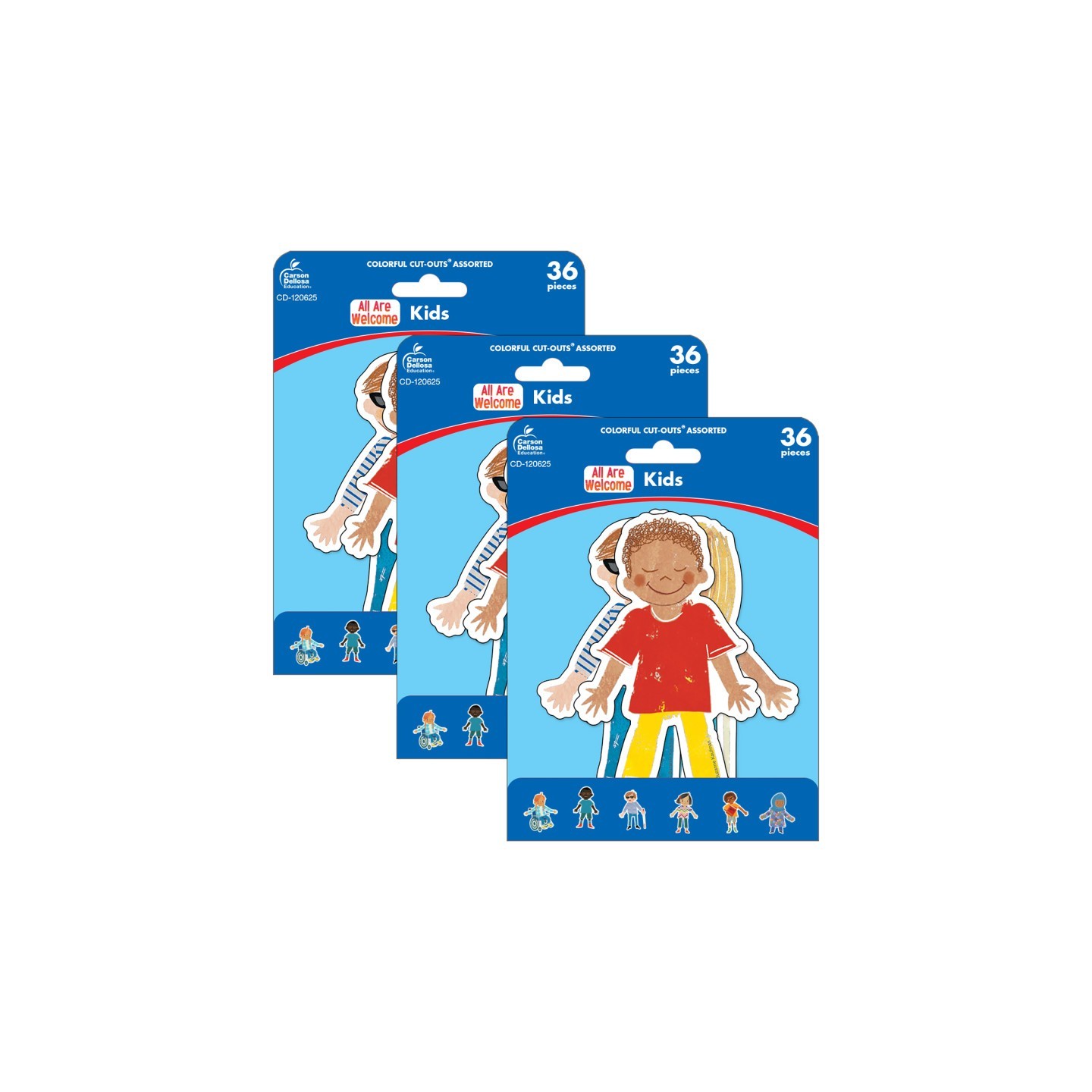 Carson Dellosa Education All Are Welcome Kids Cut-Outs, 36 Per Pack, 3 Packs