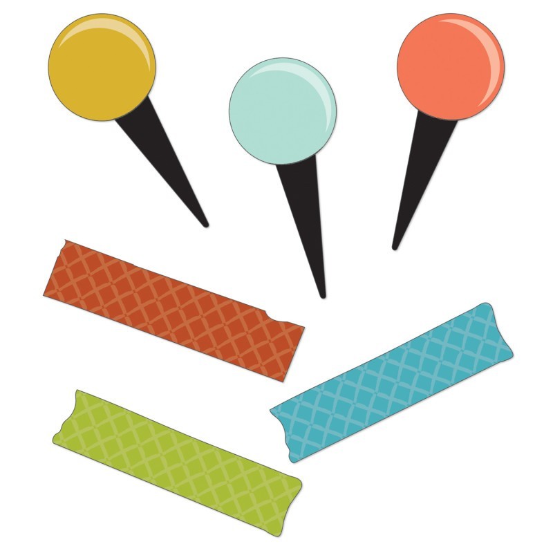 Carson Dellosa Education Let's Explore Pins & Tape Mini Cut-Outs, Pack of 60