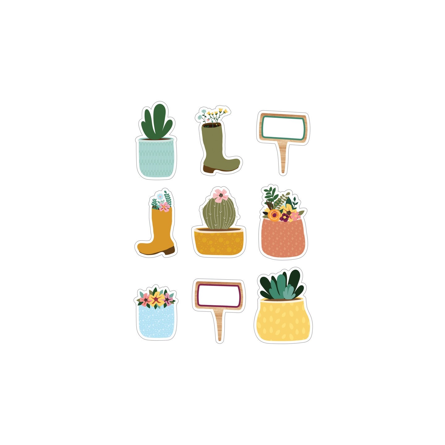 Carson Dellosa Education Grow Together Boots, Pots, and Garden Signs Cut-Outs, Pack of 36
