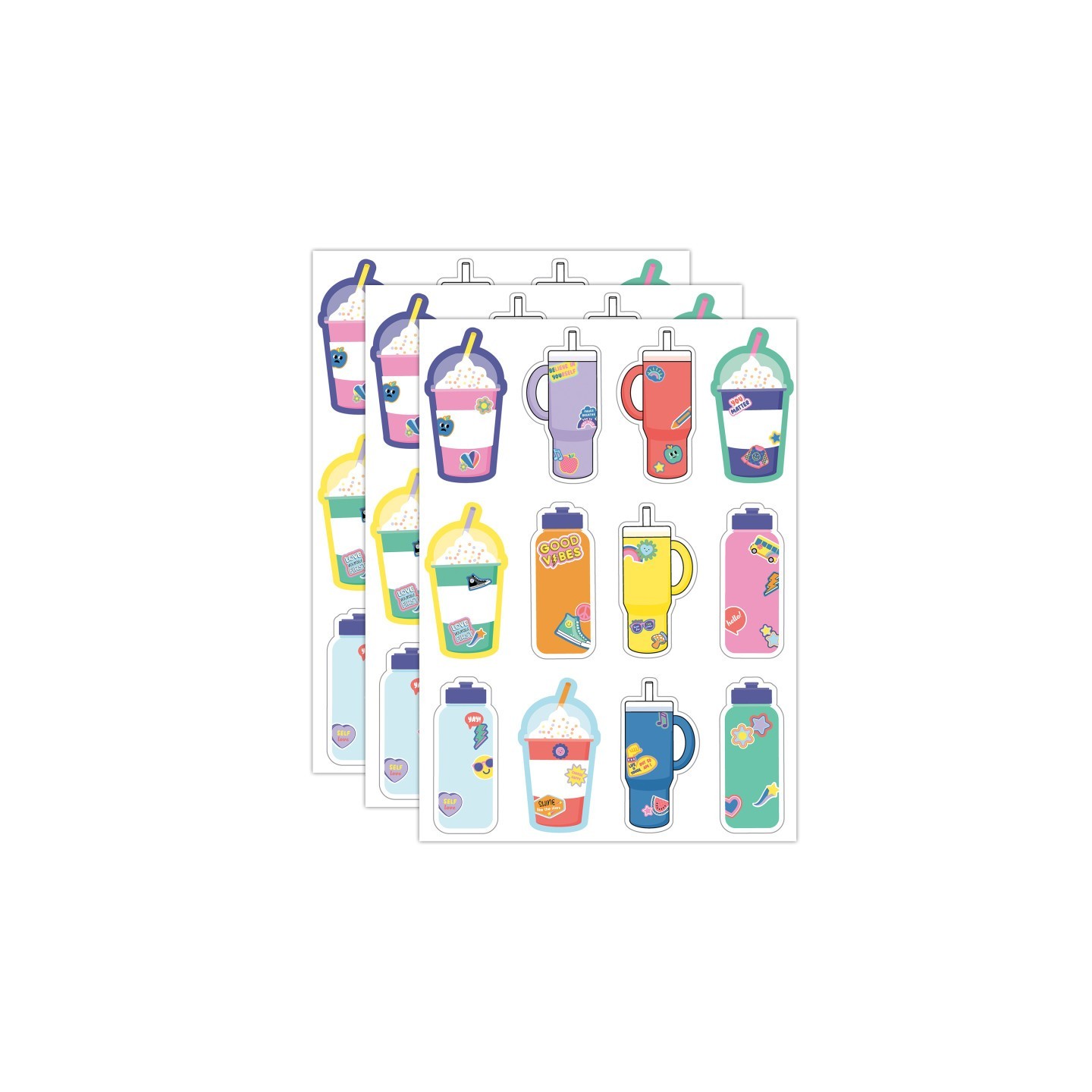 Carson Dellosa Education We Stick Together Cups & Water Bottles Cut-Outs, 36 Per Pack, 3 Packs